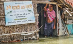 A man is trapped at his flooded hatchery in Satkhira Bangladesh after cyclone Amphan struck in 2020.