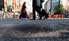 Pothole on a British road