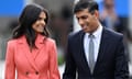 Rishi Sunak smiling with his wife, Akshata Murty