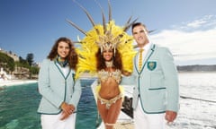 Australian athletes Jessica Fox (left) and Ed Jenkins (right) were star attractions at Australia’s opening ceremony uniform launch, but finding corporate backers is becoming tougher for Olympians.