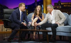 James Corden on the Late Late Show with guests Alison Brie and Matt LeBlanc.