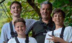 Martin Ellis with his three sons, who were with him in St Lucia