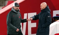 Liverpool’s Jürgen Klopp and Manchester United counterpart Erik ten Hag