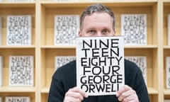 David Shrigley with copies of his Pulped Fiction edition in Swansea