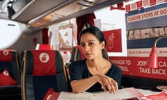 Preeya (Archie Panjabi) aboard the Brexit roadshow bus in Power Monkeys.