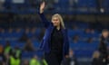 Emma Hayes acknowledges the crowd after the final whistle.