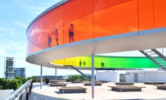 Aarhus Kunstmuseum, astonishing looking with orange, yellow and green glass.