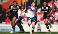 New Zealand v Great Britain<br>AUCKLAND, NEW ZEALAND - NOVEMBER 02: Jackson Hastings of Great Britain makes a break during the International Rugby League Test Match between the New Zealand Kiwis and the Great Britain Lions at Eden Park on November 02, 2019 in Auckland, New Zealand. (Photo by Fiona Goodall/Getty Images)