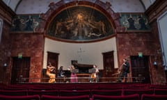 the Kaleidoscope Chamber Collective rehearse at Wigmore Hall for a summer concert in 2020.