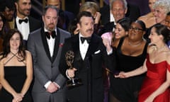 The cast and crew of Ted Lasso accept the Emmy for best comedy series in 2022