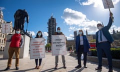 A protest by supporters of students accused of cheating English language tests