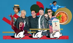 A composite image of Eve Hewson, DJ Martin Garrix, U2, Diego Maradona, an animated milk carton and a risotto