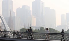 Smoke haze from the bushfires over Melbourne in January