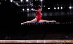 Individual gymnastic events, Ariake Gymnastics Centre, Tokyo, Japan - 03 Aug 2021<br>Mandatory Credit: Photo by Robert Gauthier/Los Angeles Times/REX/Shutterstock (12245518w) Tokyo, Japan, Tuesday, August 3, 2021 - USA gymnast Sunisa Lee competes in the Tokyo 2020 Olympics Women's Balance Beam Final at Ariake Gymnastics Centre. (Robert Gauthier/Los Angeles Times) Individual gymnastic events, Ariake Gymnastics Centre, Tokyo, Japan - 03 Aug 2021