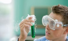 A pupil in a chemistry lesson