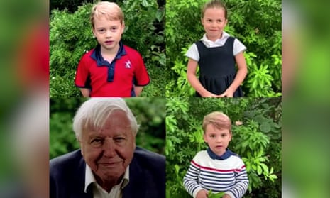 Prince George and siblings quiz Sir David Attenborough on his favourite animal – video