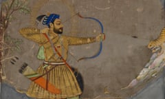 Sultan Ali Adil Shah hunting a tiger Bijapur, Deccan, c.1660 (gouache with gold on paper) is in the Howard Hodgkin collection.