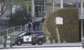 Security forces outside YouTube’s headquarters in San Francisco following the shooting