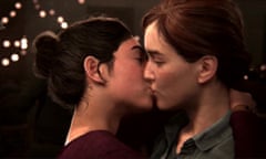 Ellie kisses Dina in The Last of Us: Part 2.