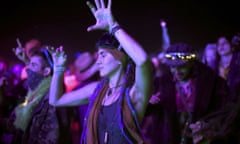 A women dances to the music from an art car at the “renegade” Burning Man event at Black Rock Desert in Nevada on 2 September.