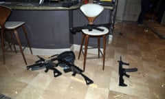 FILE - This October, 2017 file photo released by the Las Vegas Metropolitan Police Department Force Investigation Team Report shows the kitchenette in the hotel room of Las Vegas gunman Stephen Paddock’s 32nd floor room of the Mandalay Bay hotel in Las Vegas, an image released as part of a preliminary report by Clark County Sheriff Joe Lombardo on Friday, Jan. 19, 2018, in Las Vegas. The name of a man identified in court documents as a person of interest in the deadliest mass shooting in modern U.S. history was publicly revealed because of a court error. Clark County District Court Judge Elissa Cadish said Tuesday, Jan. 30, 2018, that her staff failed to black out the name in nearly 300 pages of documents released to news organizations including The Associated Press and Las Vegas Review-Journal. (Las Vegas Metropolitan Police Department via AP, File)