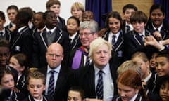 Boris Johnson, then London mayor, with  Toby Young (on left) at the opening of the West London Free School in 2011.