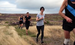 Writer Emma Beddington Fell running on Ilkley Moor in West Yorkshire with the North Leeds Fell runners.