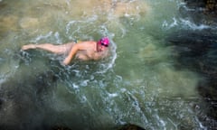 Long distance swimmer, Lynton Mortensen at Currumbin Beach, Gold Coast