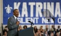 President Obama Speaks In New Orleans Ahead Of 10th Anniversary Of Hurricane Katrina<br>NEW ORLEANS, LA - AUGUST 27:  U.S. President Barack Obama speaks during an event to mark the 10th anniversary of Hurricane Katrina on August 27, 2015 in New Orleans, Louisiana. President Obama spoke at the Andrew P. Sanchez & Copelin-Byrd Multi-Service Center located in the Lower 9th Ward, a largely African-American neighborhood that was one of the hardest hit by the storm.  (Photo by Joe Raedle/Getty Images)