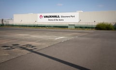 The deserted staff car park at the Vauxhall car factory in Ellesmere Port, Wirral.