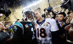 Super Bowl 50<br>epaselect epa05149125 Denver Broncos quarterback Peyton Manning (R) and Carolina Panthers quarterback Cam Newton (L) together after the end of the NFL’s Super Bowl 50 between the AFC Champion Denver Broncos and the NFC Champion Carolina Panthers at Levi’s Stadium in Santa Clara, California, USA, 07 February 2016. EPA/JOHN G. MABANGLO