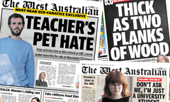 Front pages of the West Australian criticising climate protestors and the ABC, 2-4 August 2023.