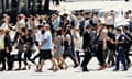 People crossing the street in Sydney, Australia