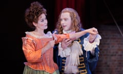 Alexandra Gilbreath as Lady Brute and Rufus Hound Constant in The Provoked Wife.