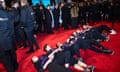 Sisters Uncut lie down to protest at the Baftas.