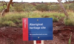 Rio Tinto sign barring entry to 'Aboriginal heritage site' at Juukan Gorge