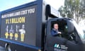 Bill shorten in an advertising truck