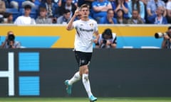 Patrik Schick celebrates against Hoffenheim