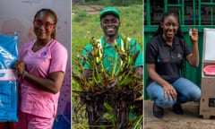 Africa Prize 2021 nominees (left to right): Virtue Oboro from Nigeria, Divin Kouebatouka from the Republic of the Congo and Norah Magero from Kenya