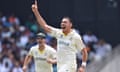 Scott Boland celebrates taking the wicket of Ravindra Jadeja