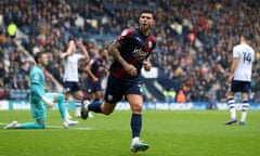 Alex Mowatt celebrates putting West Brom two goals up at Preston in their Championship match on 30 September 2023.