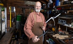 Julian Lee in his back garden forge.