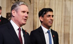 Keir Starmer and Rishi Sunak attending the state opening of parliament in November.