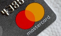 Mastercard  logo on the corner of a credit card