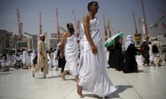 Muslim pilgrims at the Grand Mosque before the annual hajj pilgrimage in Mecca