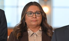 Senator Mehreen Faruqi at a press conference at Parliament House in Canberra