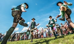 Don’t stop till you’re married! … dancers in traditional clothing perform the Schuhplattler.