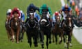 Epsom Races<br>EPSOM, ENGLAND - JUNE 04: Pat Smullen riding Harzand (C) win The Investec Derby from US Army Ranger (L) and Idaho (R) at Epsom Racecourse on June 4, 2016 in Epsom, England. (Photo by Alan Crowhurst/Getty Images)