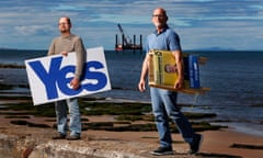 SNP activists Mike Low and Scott Sliter near their home on the seafront at Portgordon.