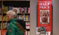 An advertisement for Prince Harry's new book Spare at a bookshop in London.